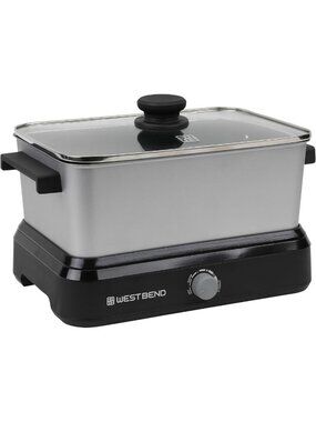 Large Capacity 5-Quart Slow Cooker with Non-Stick Pot & Travel Lid - Versatile